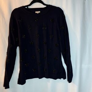 Talbots Navy with Black Sparkly Sweater